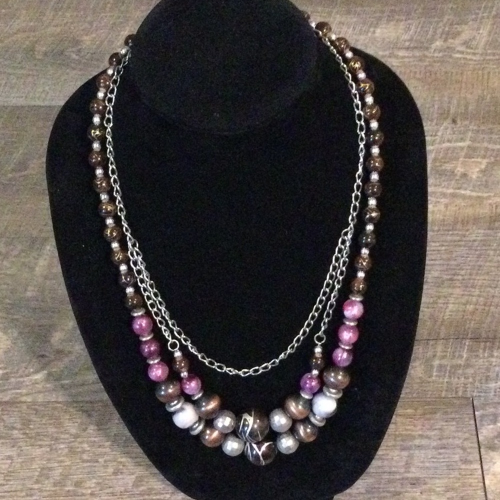 Chic Beaded Necklace with Silver Accents
